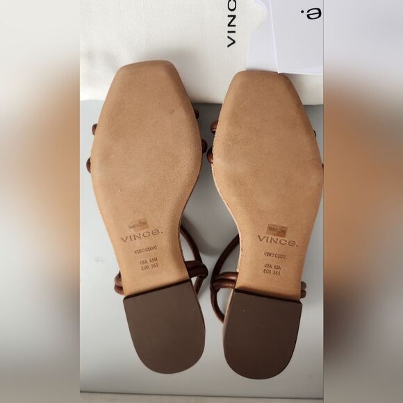 NWB Vince Hazen Square Toe Sandal COGNAC 6.5 - Picture 2 of 4